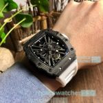 Clone Richard Mille RM 12-01 Black Bezel White Rubber Watchband